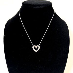 VALENTINES HEART Sterling silver heart slide pendant w/clear stone necklace. 18"